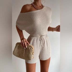 MIAMI KNIT PLAYSUIT OATMEAL XS - runaway the label romper NWT (off white beige)